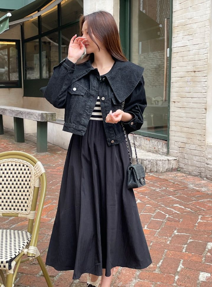 Milo Big Collar Crop Denim Jacket