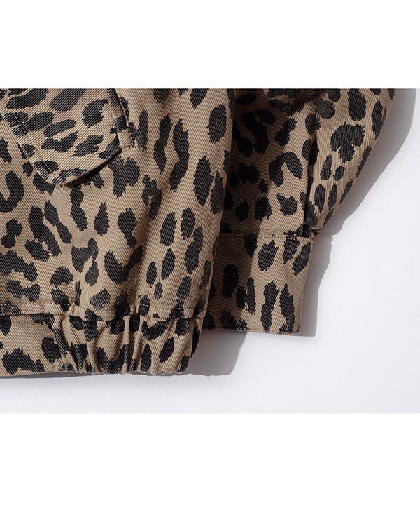 MF Washed Leopard Harrington Jacket (Beige)