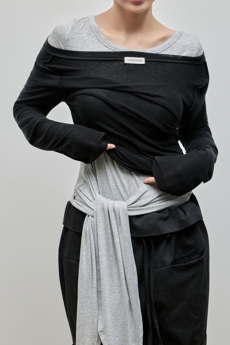 Wrapping Shirring Tee_Ivory