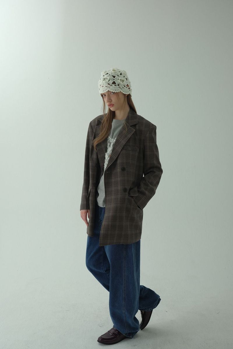 GLAM CHECK DOUBLE JACKET_BEIGE