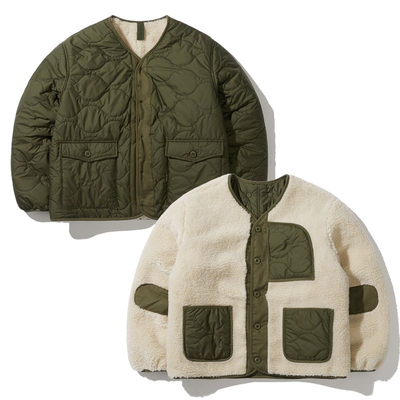 reversible quilted & fleece liner jacket olive khaki