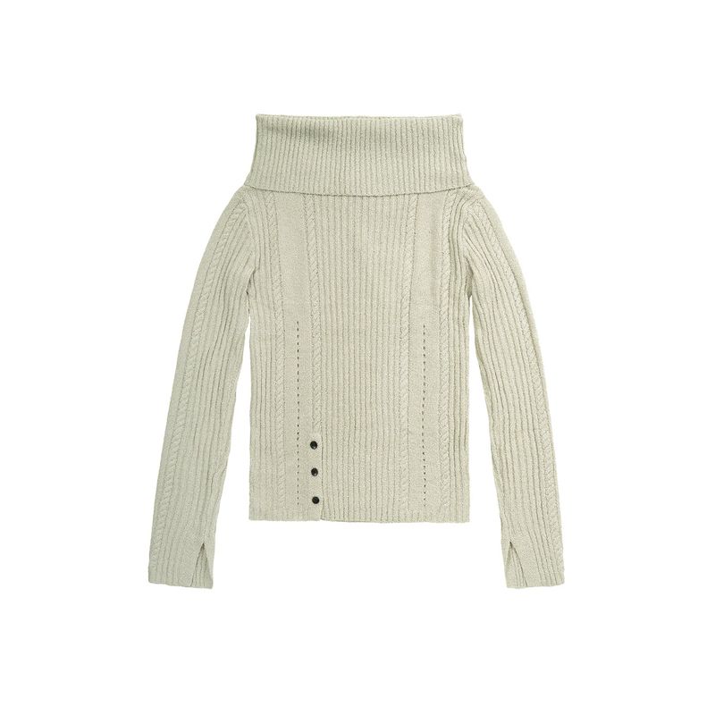 RIBBED OFF-SHOULDER KNIT(ASH IVORY)