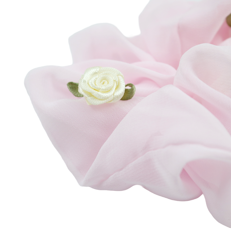 [3PCS 1SET] ROSE CHIFFON SCRUNCHIE