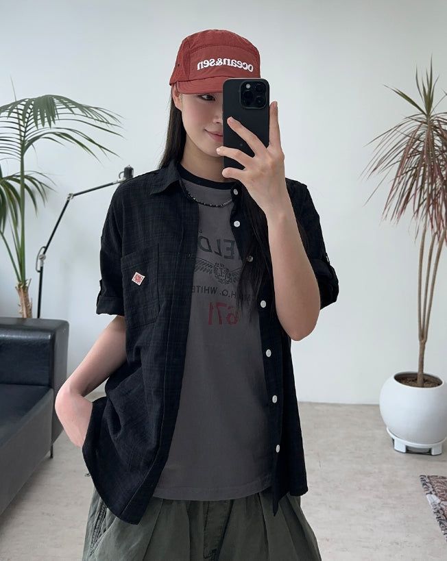 SATIIIZ（サティーズ）の「Sepun Roll-up Patch Check Shirt（Tops）」