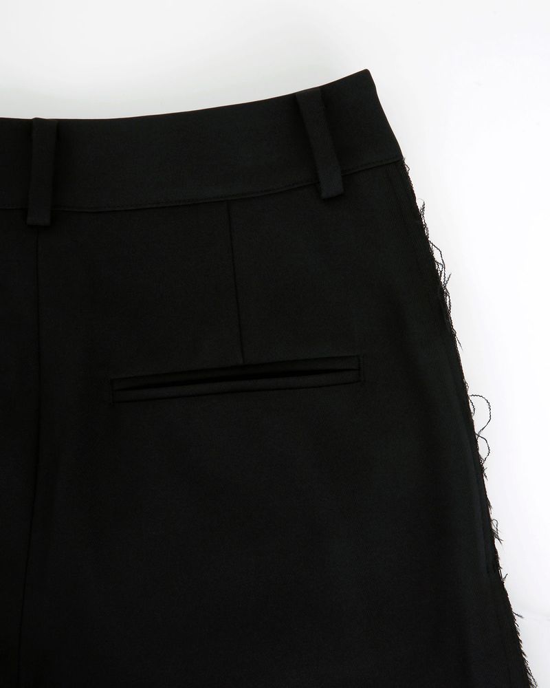 Pleated Logo-Tape Trousers _ BLACK