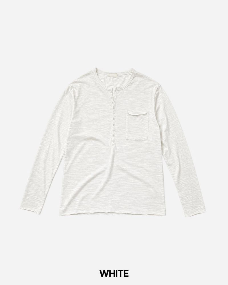 Pochi Slub Henely Neck Long Sleeve T