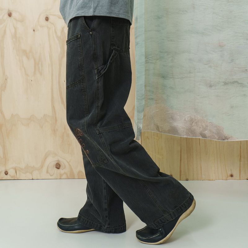 Ptery double knee pants / Black