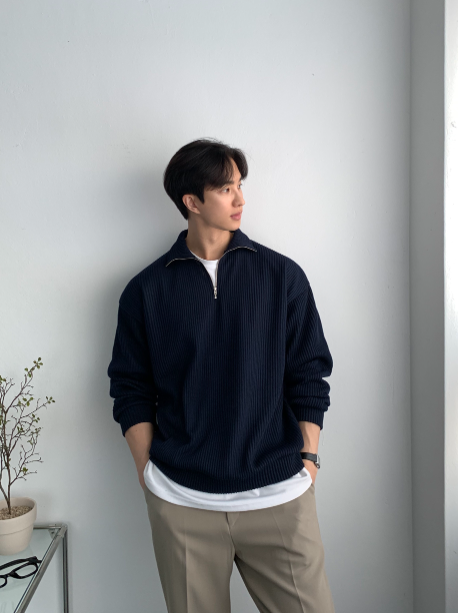 Hendes Daily Ribbed Semi-Zip Up Knit