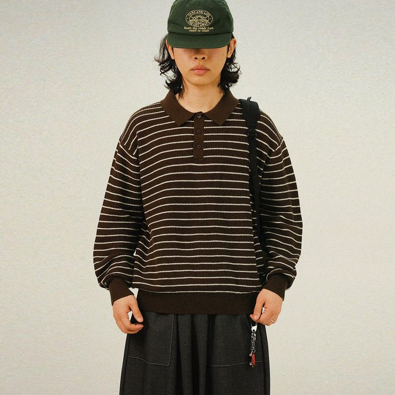 SEMIKAJI(セミカジ)の「VL Stripe Collar Standard Knit(Tops)」