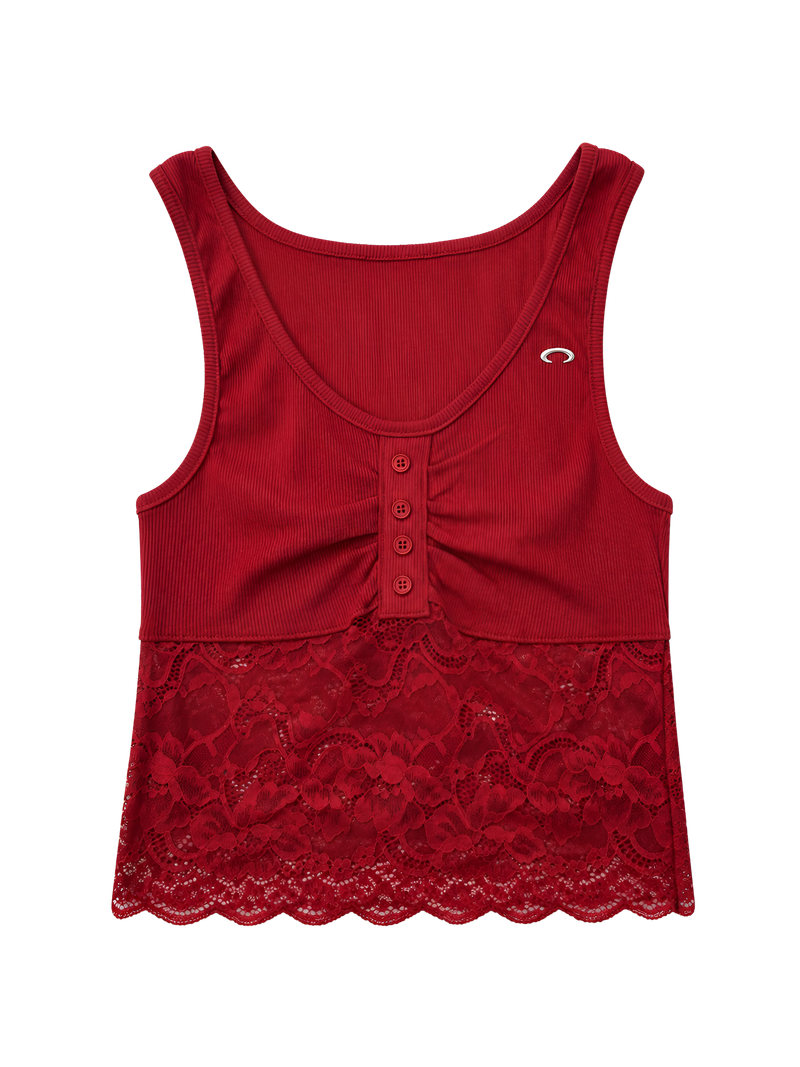 LACE SHORT SLEEVELESS [BURGUNDY]