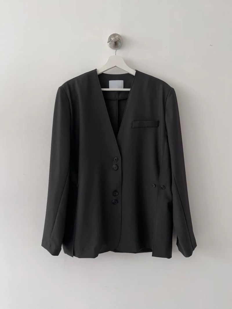 Dawson Slit Collarless Over Fit Jacket