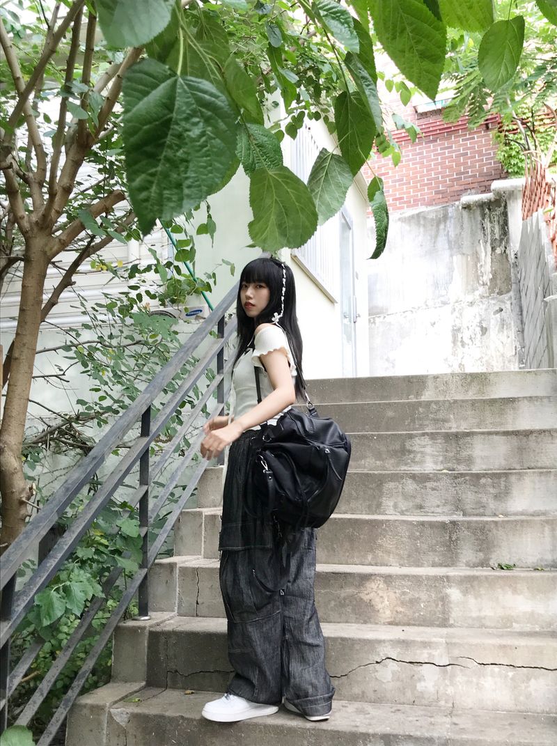 linen denim big pocket balloon cargo pants