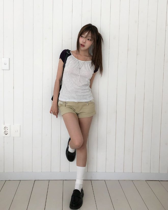 Loopen Lace Zipper Roll-up Shorts