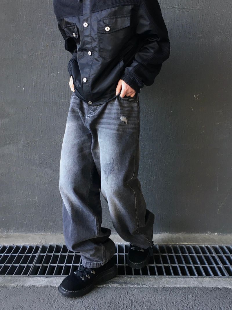Swain Double Back Pocket Wide Denim Pants 2C