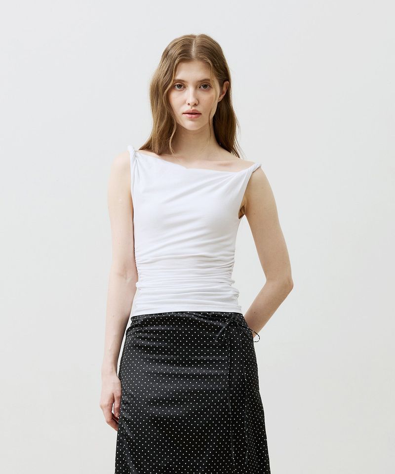 COS TWISTED SHIRRLING TOP / WHITE