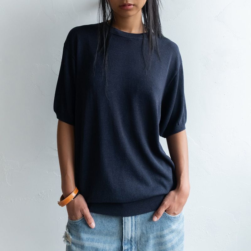 Totem short sleeve knit / Navy