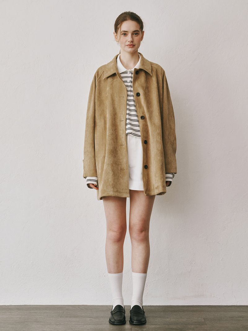 Suede half coat (Beige)