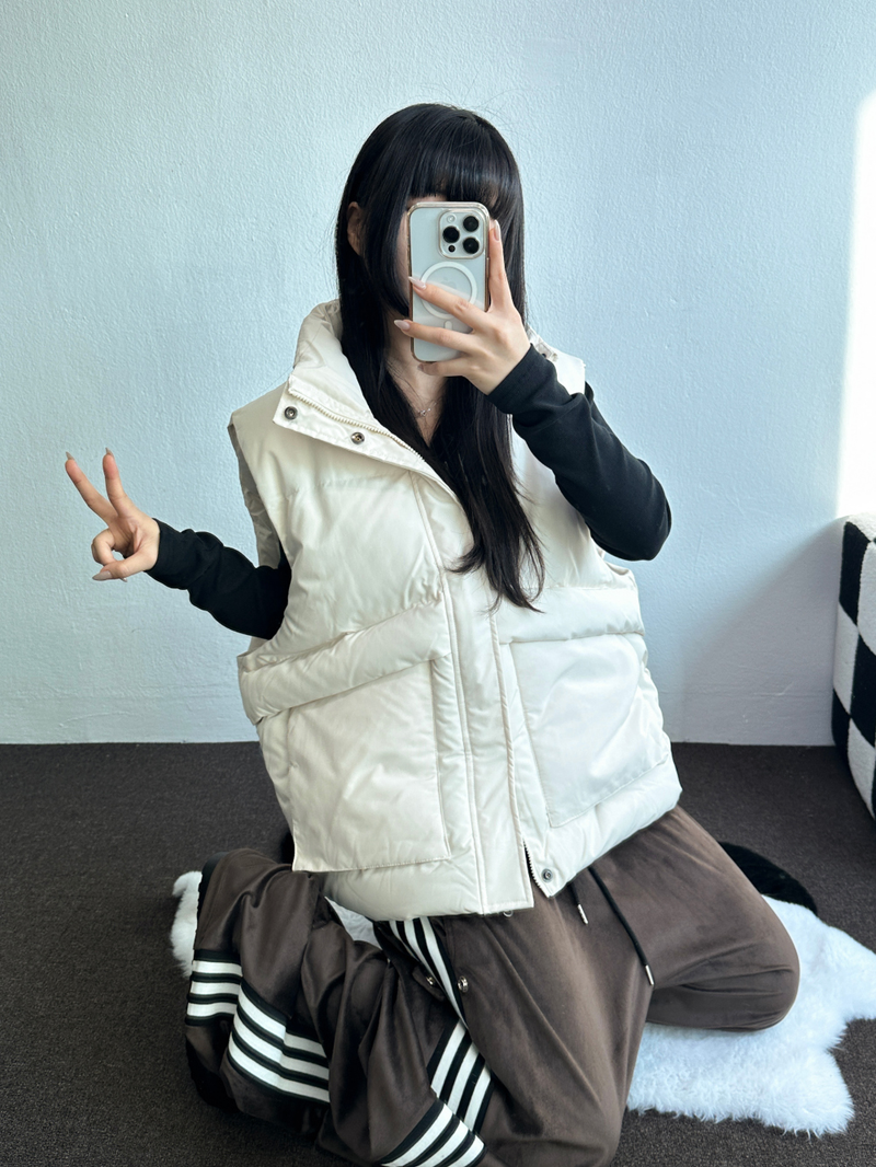 OVER WIDE VEST PADDING🩶🤍🖤☁ - 4 COLORS