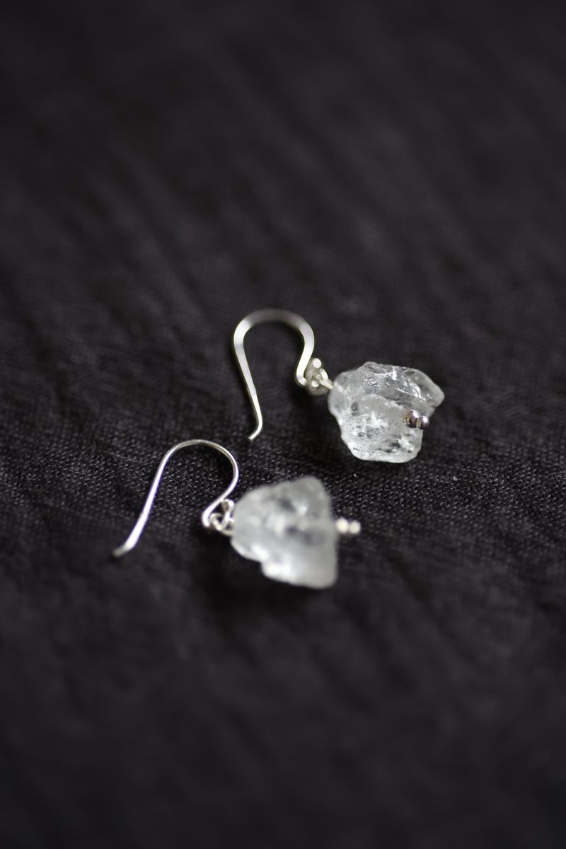 Rock Crystal Silver 925 Pierce handmade
