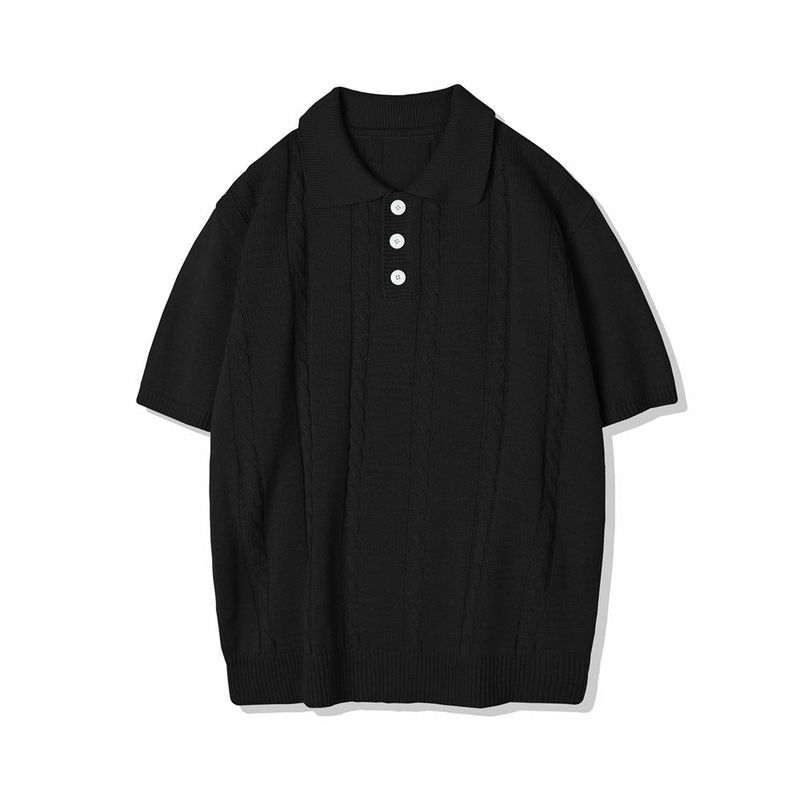 CHAIN CABLE COLLAR HALF KNIT BLACK