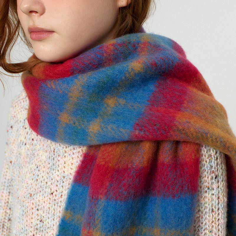 Soft Brushed Check Muffler_Blue