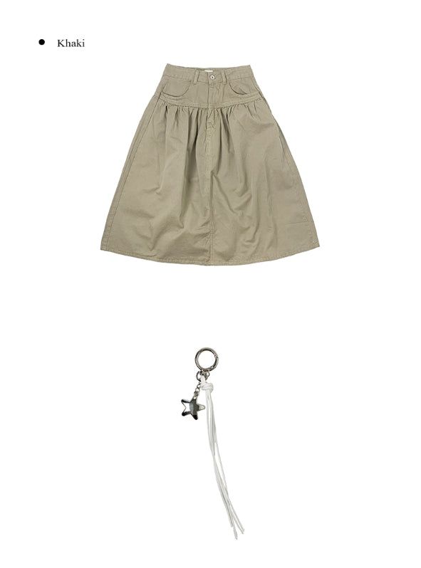 Mote Keyring Fold Shirred Cotton Long Skirt
