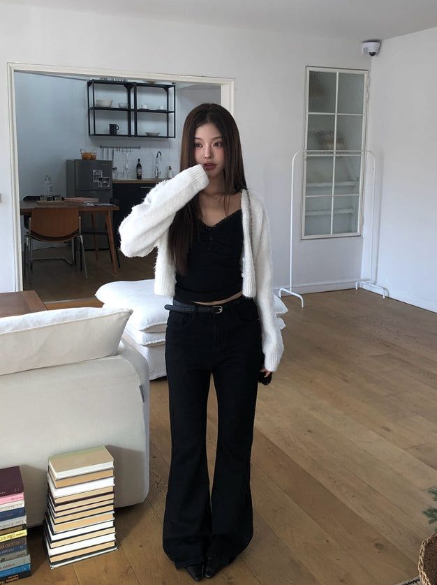 Doobie Soft Fur Button Long Sleeve Cardigan