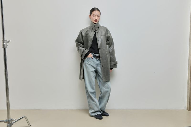 Vintage Leather Half Coat