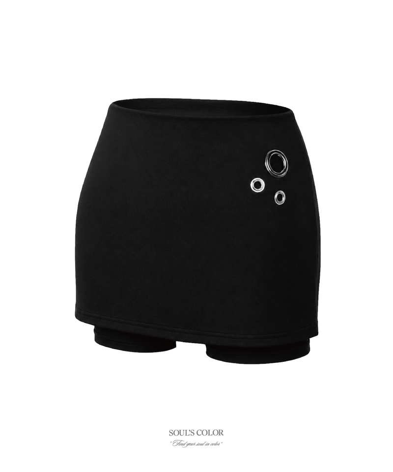 Metal eyelet mini skirt pants (2color)