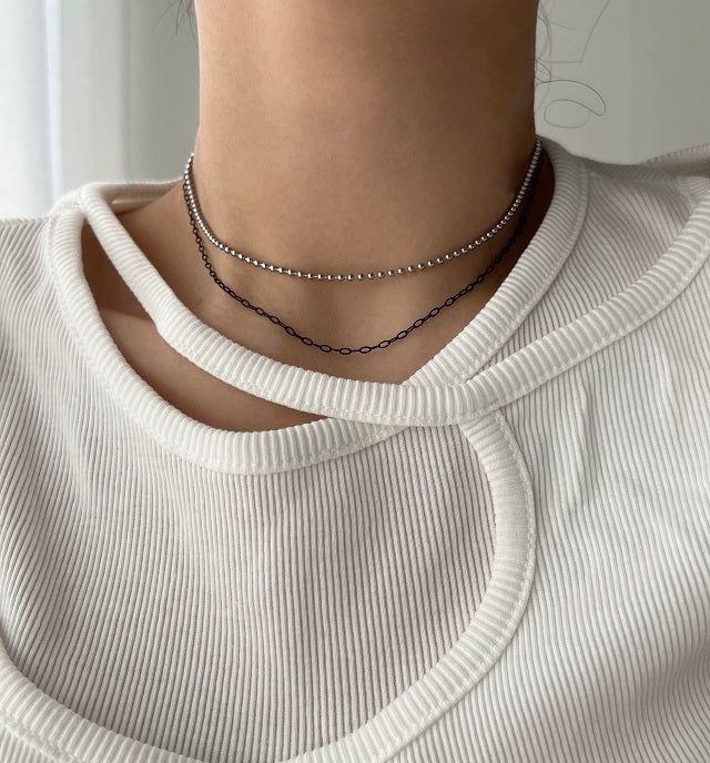 Acer rojo(アセルロジョ)の「ib black 2-line ball chic choker necklace(Accessories)」