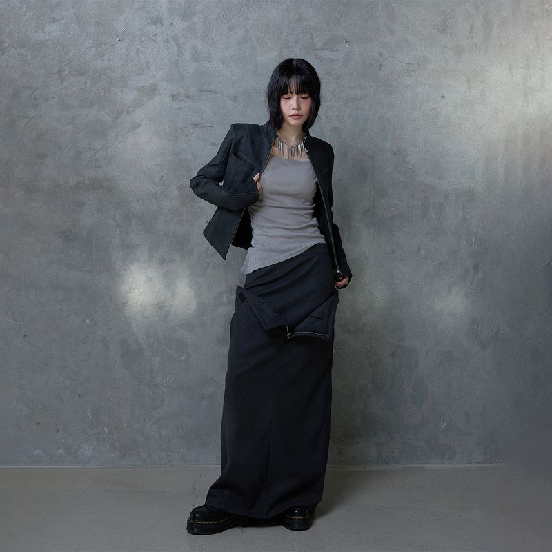 DOUBLE WAIST MAXI SKIRT