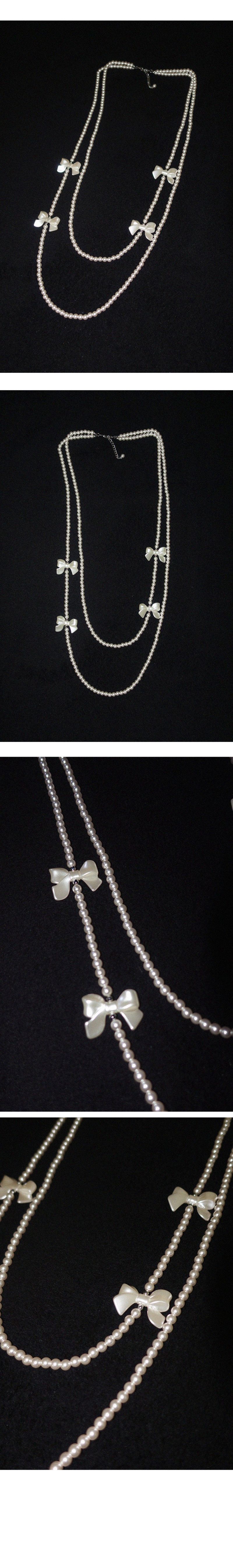 RIBBON PEARL LONG NECKLACE