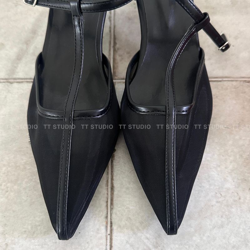 Mesh sling back heels