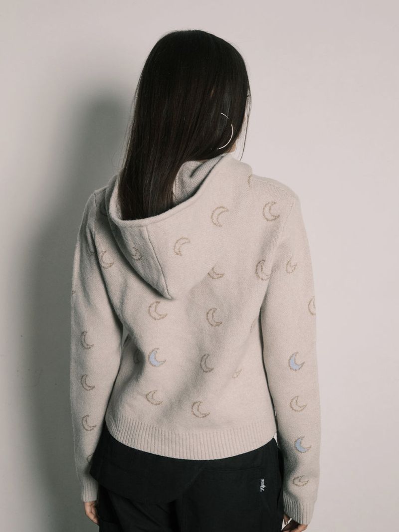 MOON KNITTED ZIP-UP HOODIE (IVORY)
