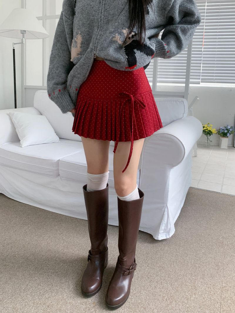 Melody Dot Pleated Mini Skirt (3 colors)