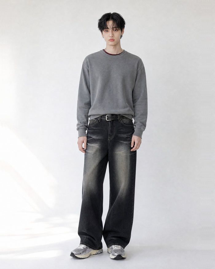 (UNISEX) Stone Domingo Wide Jeans