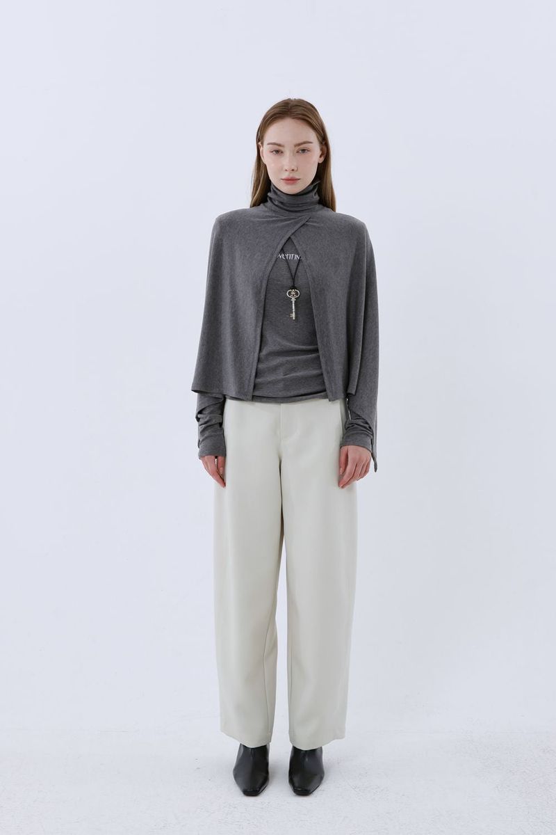 CAPE T-SHIRT COMBI SETUP_CHARCOAL