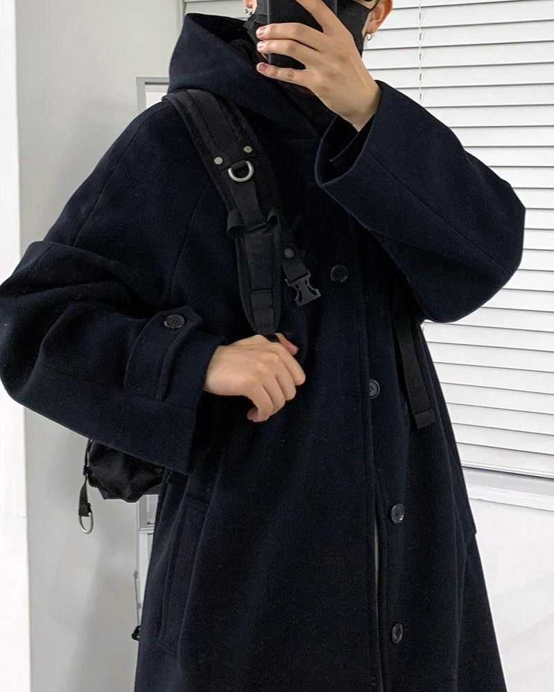 AZ Long Wool Hooded Coat (3 colors)