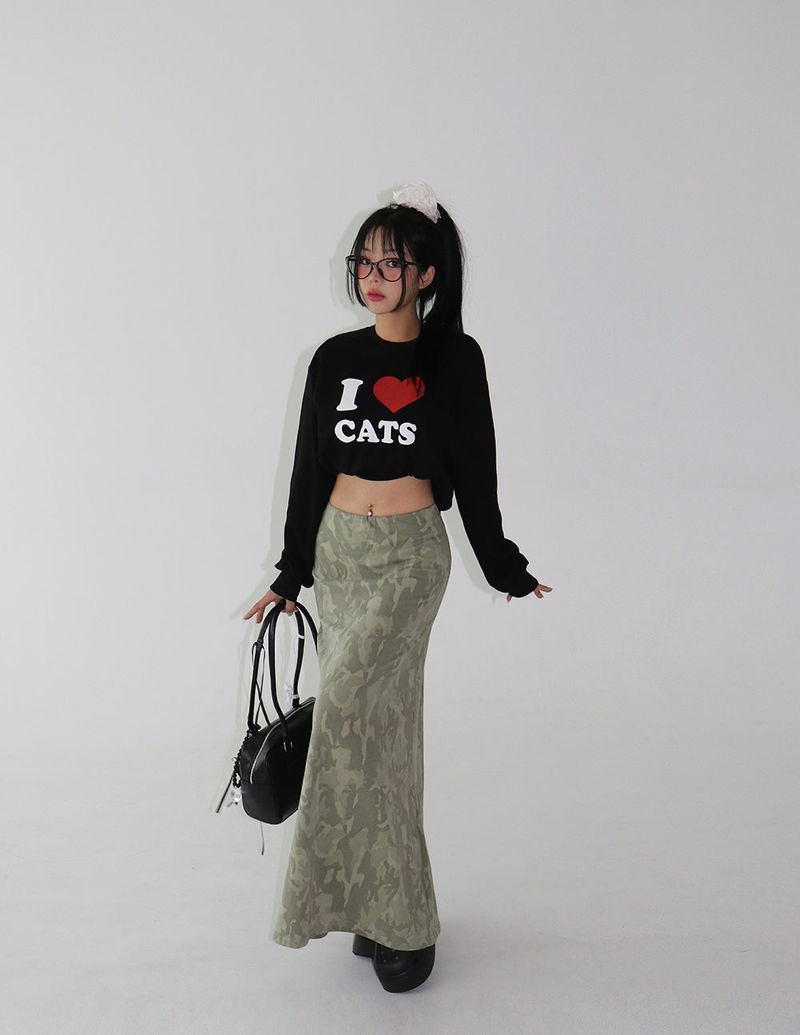 Camo Military Maxi Long Skirt