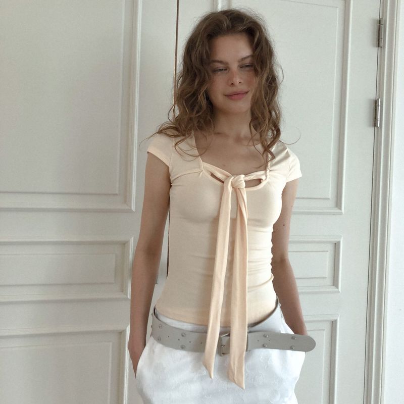 Via latea tie T-shirts (peach)