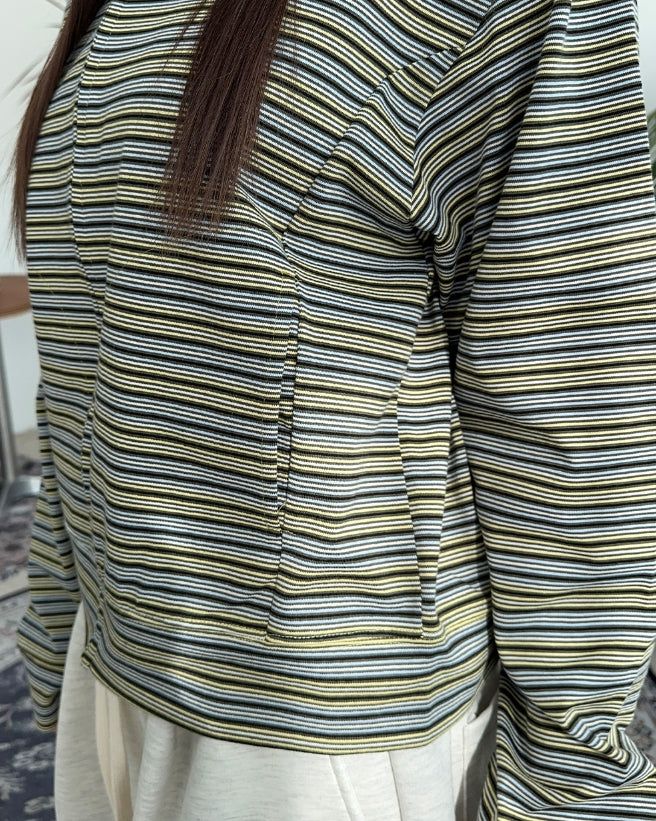 Needeu Crop Stripe Zip Up