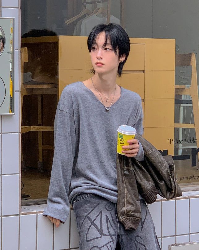 Wind Mohair V-neck Knit