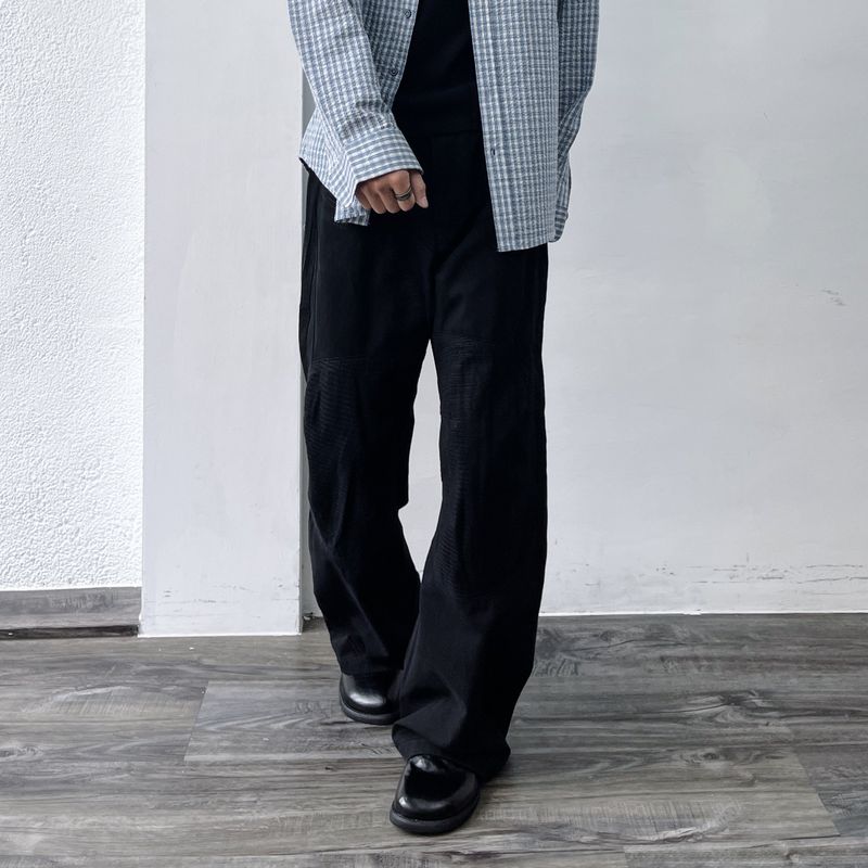 Curved Stitch Wide Trousers