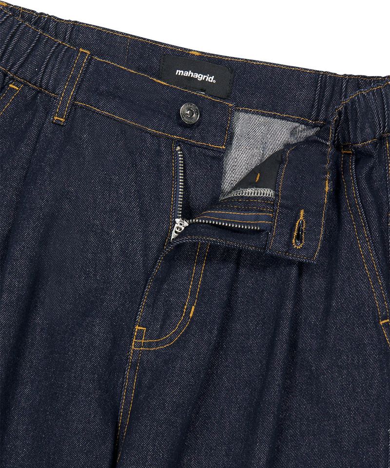 TWO TUCK CURVED DENIM PANTS_BLUE