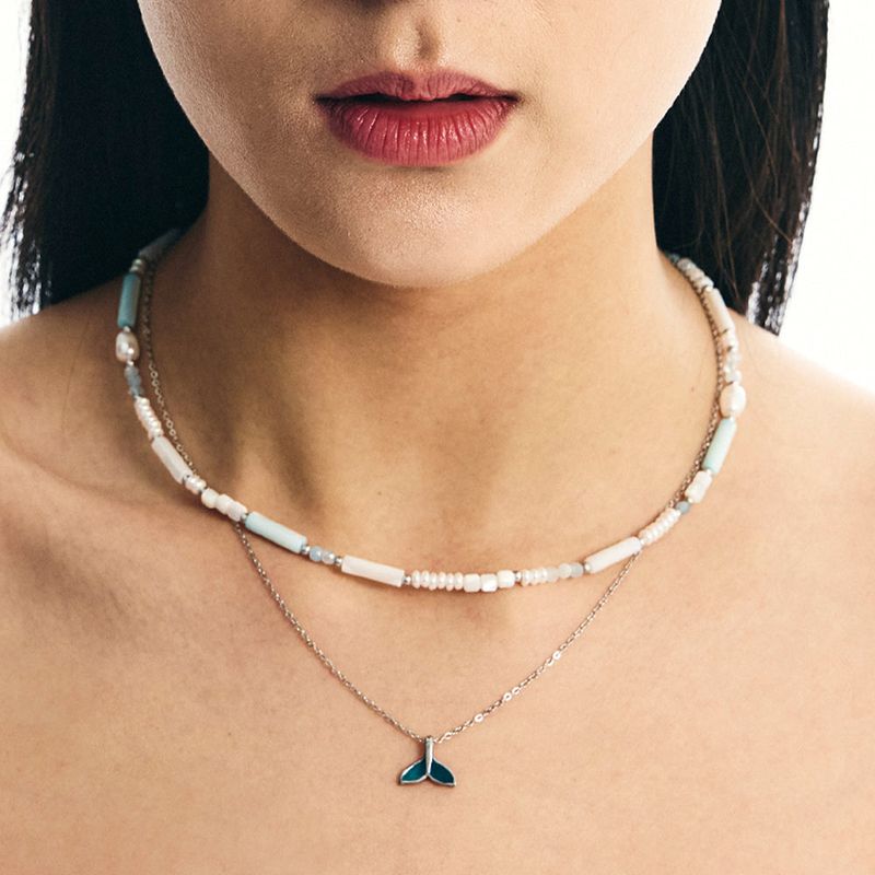 [SET]whale & mother pearl stone necklace
