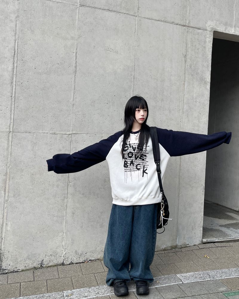 Shino raglan waffle sweatshirt 