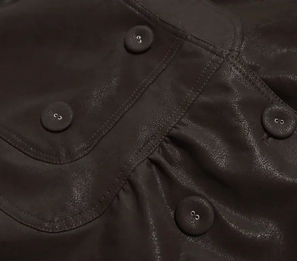 Vintage Leather Mix Trench Jacket