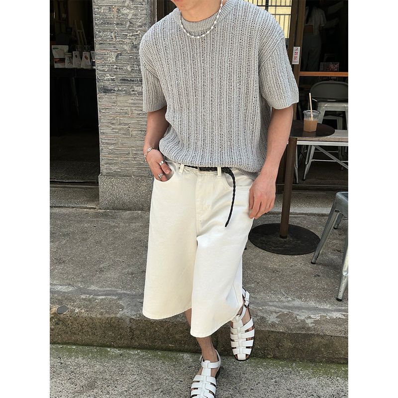 [S/S] White cotton bermuda pants