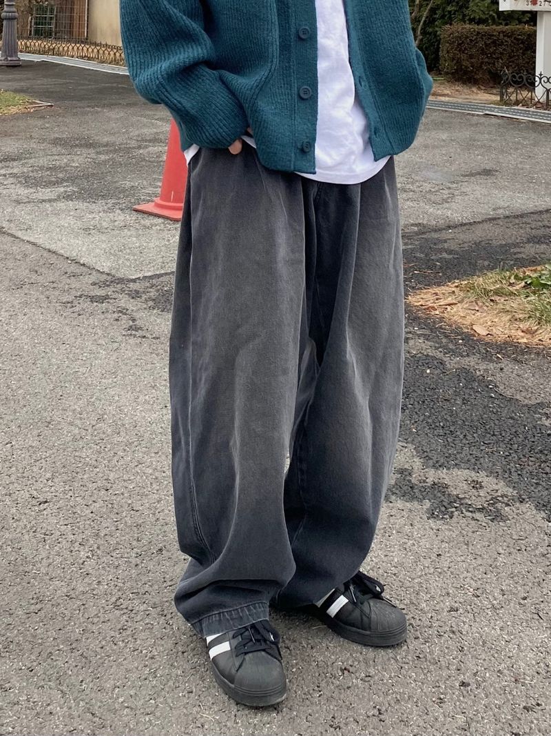 Two-tuck denim balloon pants 2C