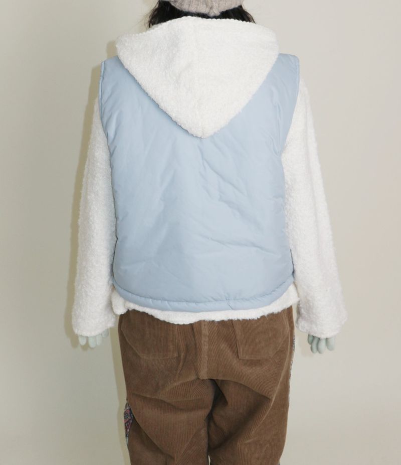 Teddy Ribbon Knot High Neck Cropped Padded Vest (6 ounces)